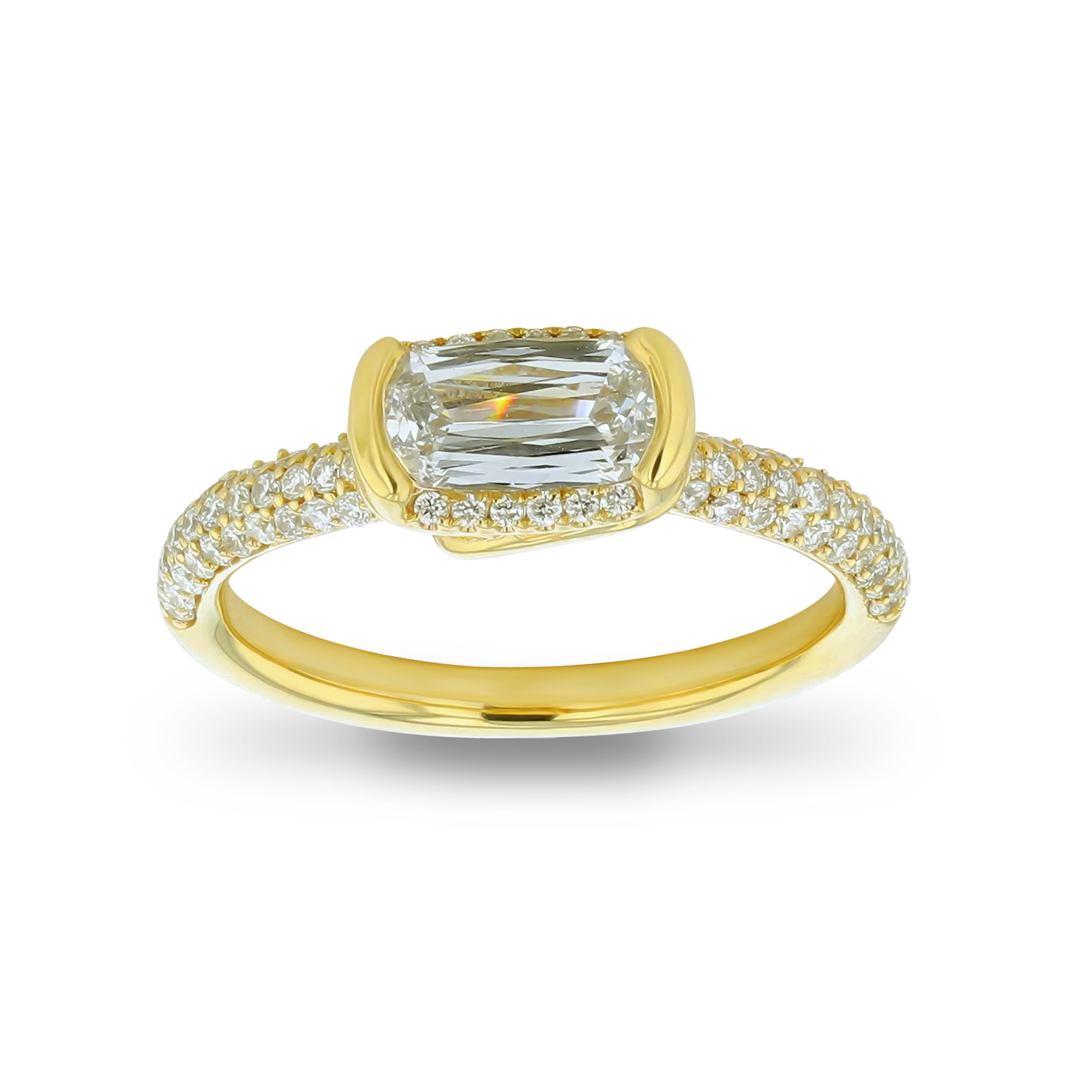 Lab-Grown Diamond ring with rectangular centre stone