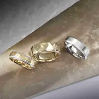 Carved wedding band collection