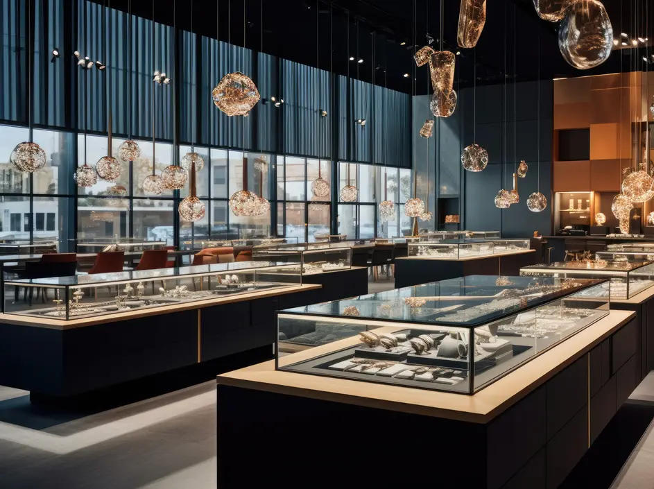 Luxury jewelry store interior