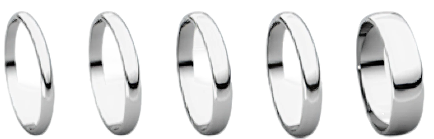 Wedding bands in increasing widths